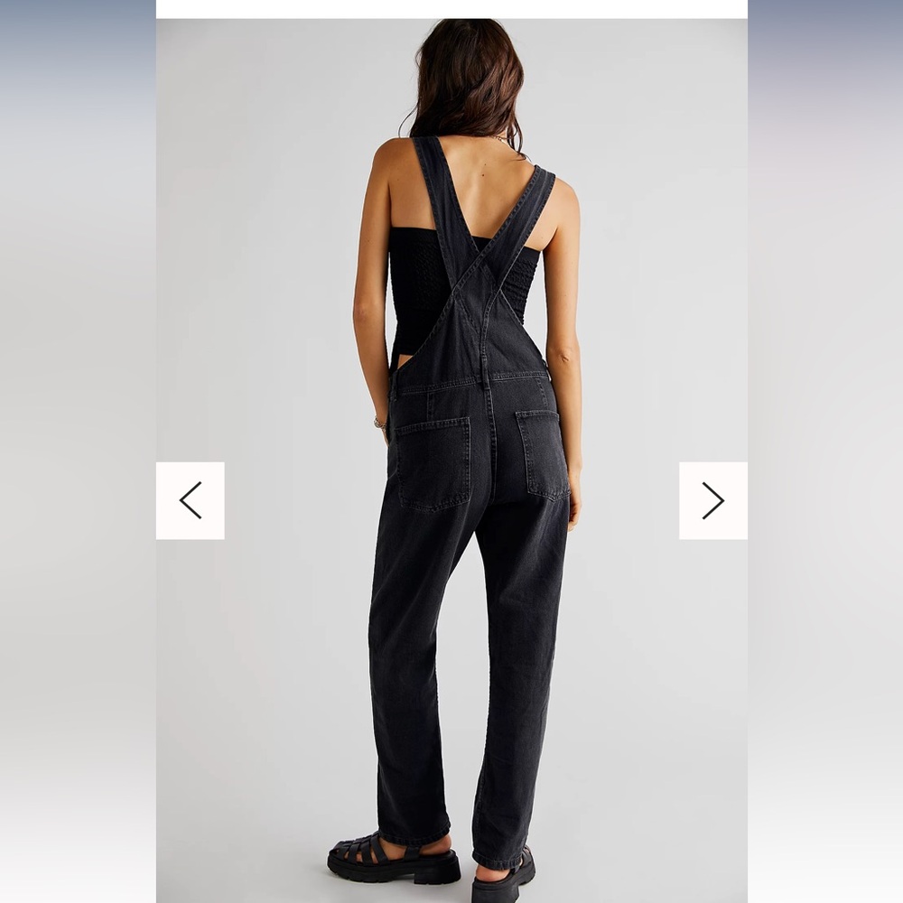 We The Free Ziggy Mineral Black Washed Denim Overalls L - Picture 7 of 8